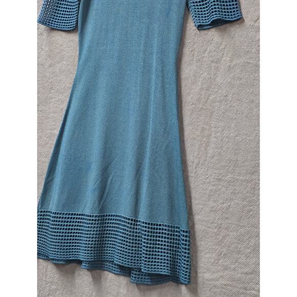 💙 Nanette Lepore Teal Dream Dress - Size S Knit & Crochet Chic 💙 Retro Preppy - Picture 3 of 7